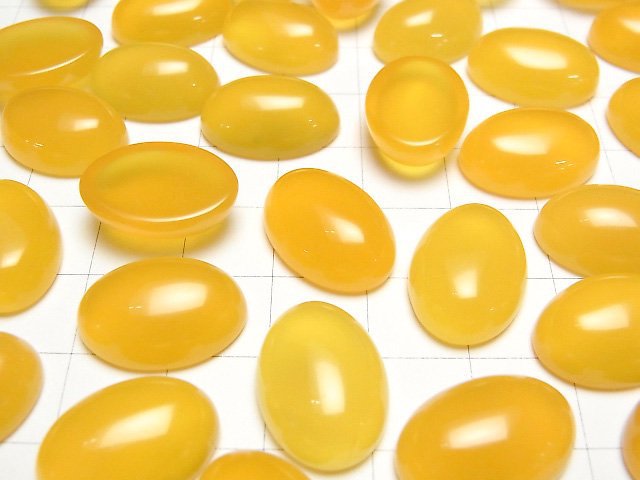 [Video] Yellow Chalcedony AAA Oval Cabochon 18x13mm 3pcs