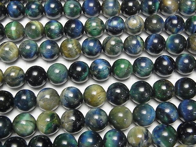 [Video] Mixed color Tiger's Eye AA++ Round 10mm 1strand beads (aprx.15inch/37cm)