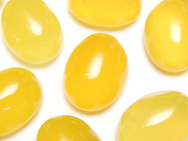 [Video] Yellow Chalcedony AAA Oval Cabochon 20x15mm 2pcs