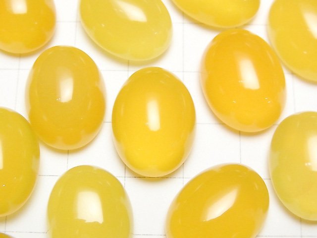 [Video] Yellow Chalcedony AAA Oval Cabochon 20x15mm 2pcs