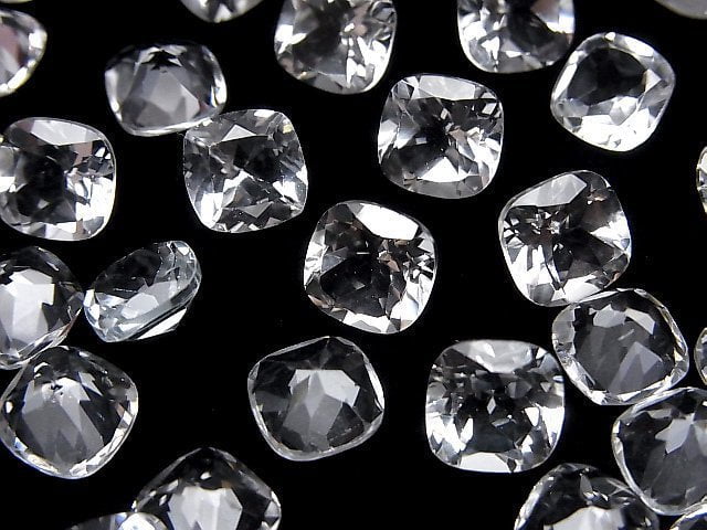 [Video]High Quality White Topaz AAA Loose stone Square Faceted 8x8mm 3pcs