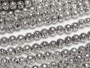 [Video]Lava Round 4.5mm-5mm Silver color coated 1strand beads (aprx.15inch/37cm)