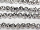 [Video]Lava Round 4.5mm-5mm Silver color coated 1strand beads (aprx.15inch/37cm)