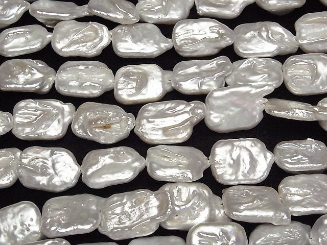 [Video] Fresh Water Pearl AA Rectangle 20-27mm White 1strand beads (aprx.14inch/35cm)