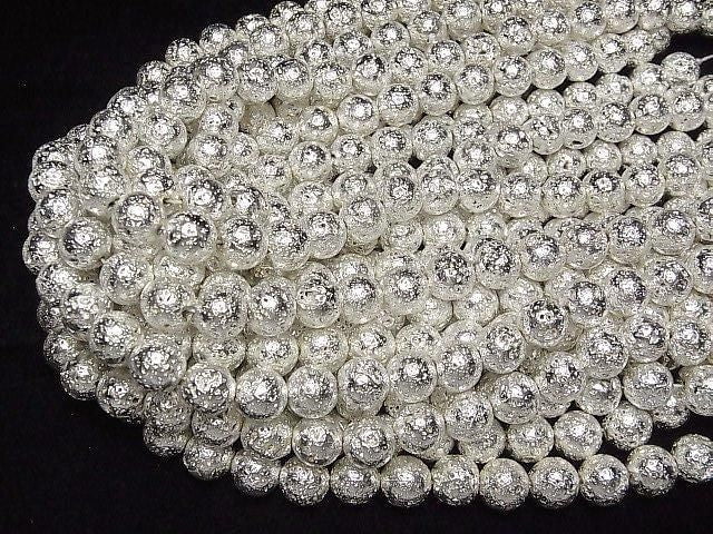 [Video] Lava Round 10mm Silver Coated 1-Strand Beads (approx. 15 inches/37 cm)