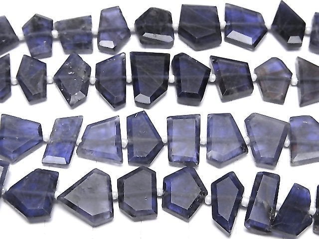 [Video]Iolite AA++ Rough Slice Faceted 1strand beads (aprx.7inch/18cm)