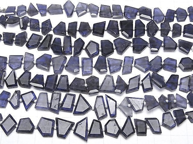 [Video]Iolite AA++ Rough Slice Faceted 1strand beads (aprx.7inch/18cm)