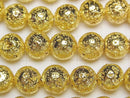 [Video]Lava Round 10.5mm Yellow Gold Plated 1strand beads (aprx.15inch/36cm)