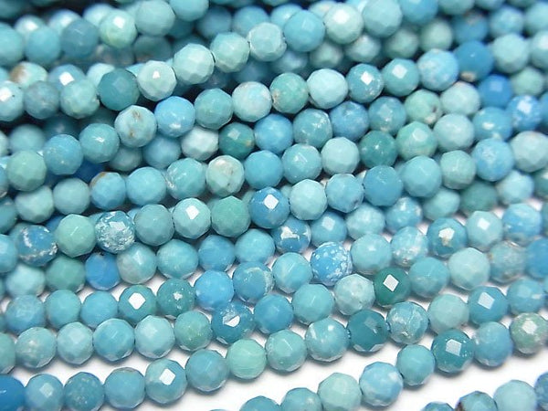 [Video]High Quality! Turquoise AA++ Faceted Round 3mm 1strand beads (aprx.15inch/37cm)