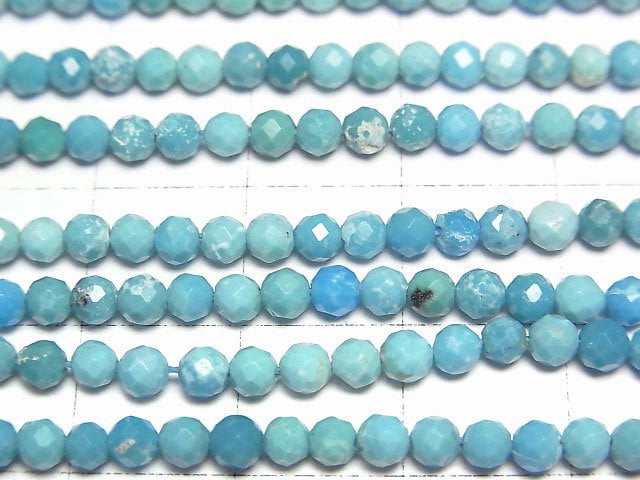 [Video]High Quality! Turquoise AA++ Faceted Round 3mm half or 1strand beads (aprx.15inch/37cm)