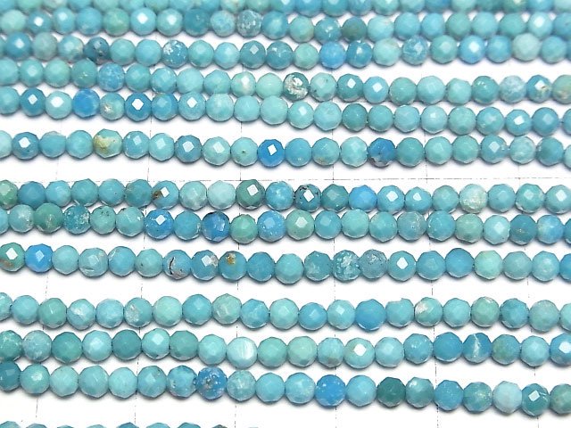 [Video]High Quality! Turquoise AA++ Faceted Round 3mm 1strand beads (aprx.15inch/37cm)