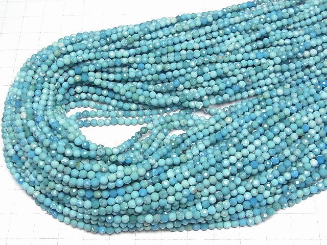 [Video]High Quality! Turquoise AA++ Faceted Round 3mm half or 1strand beads (aprx.15inch/37cm)