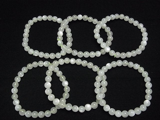 [Video] White-Green Moonstone AAA Round 6.5mm Bracelet