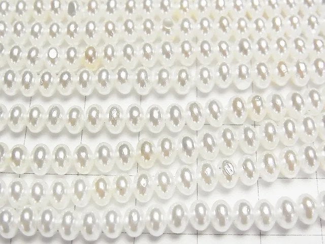 [Video]Shell Pearl White Rondelle 5x5x3mm 1strand beads (aprx.15inch/38cm)