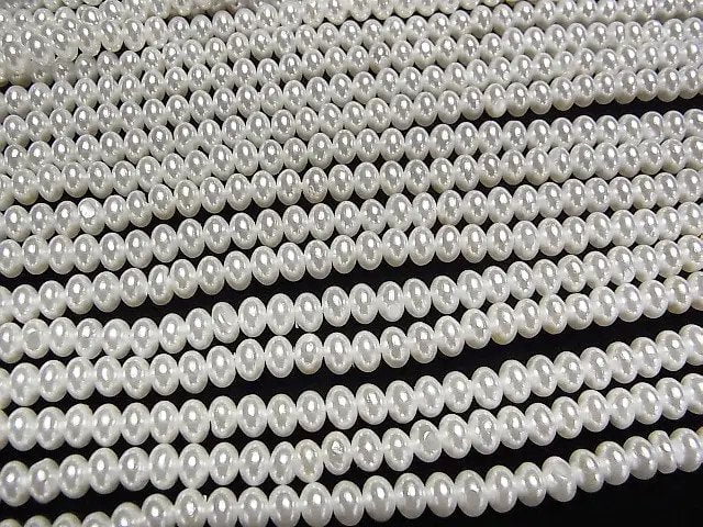 [Video]Shell Pearl White Rondelle 5x5x3mm 1strand beads (aprx.15inch/38cm)