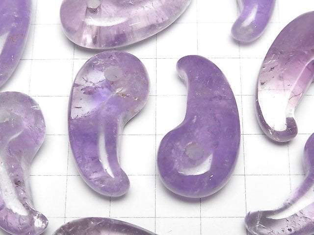 [Video] Light color Amethyst AA Comma Shaped Bead 35x18mm 1pc