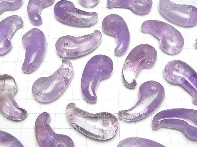 [Video] Light color Amethyst AA Comma Shaped Bead 35x18mm 1pc