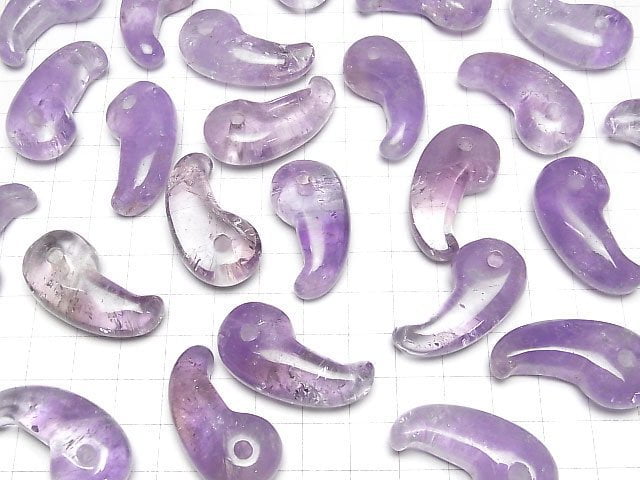 [Video] Light color Amethyst AA Comma Shaped Bead 35x18mm 1pc