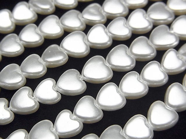 [Video]Shell Pearl White Vertical Hole Heart 6x6mm 1strand beads (aprx.15inch/38cm)