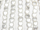 [Video]Shell Pearl White Vertical Hole Heart 6x6mm 1strand beads (aprx.15inch/38cm)
