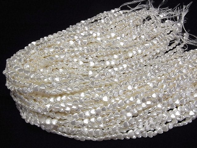 [Video]Shell Pearl White Vertical Hole Heart 6x6mm 1strand beads (aprx.15inch/38cm)
