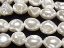 [Video]Shell Pearl White Baroque 10-11mm 1strand beads (aprx.15inch/38cm)