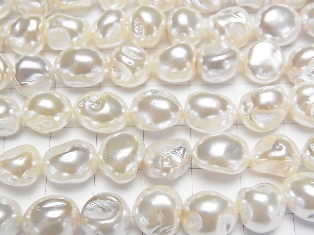 [Video]Shell Pearl White Baroque 10-11mm 1strand beads (aprx.15inch/38cm)