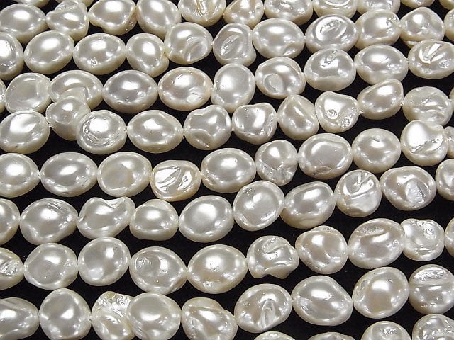 [Video]Shell Pearl White Baroque 10-11mm 1strand beads (aprx.15inch/38cm)