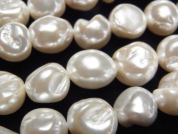 [Video]Shell Pearl White Baroque 10-12mm 1strand beads (aprx.15inch/38cm)