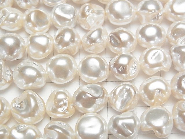 [Video]Shell Pearl White Baroque 10-12mm 1strand beads (aprx.15inch/38cm)