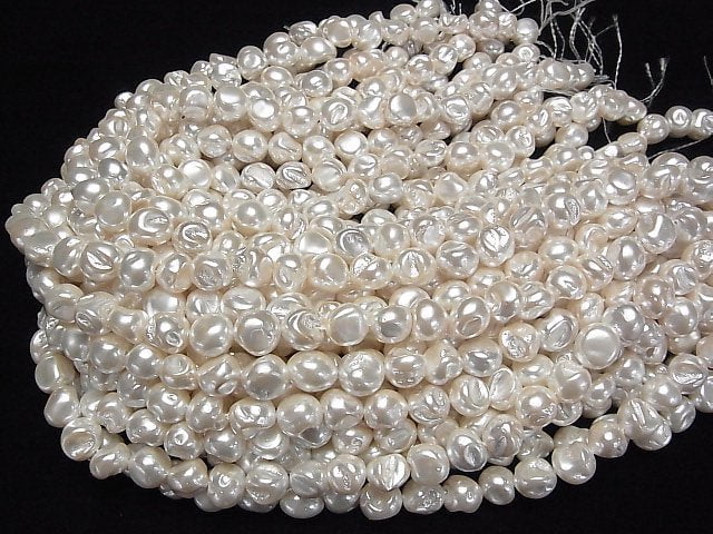 [Video]Shell Pearl White Baroque 10-12mm 1strand beads (aprx.15inch/38cm)