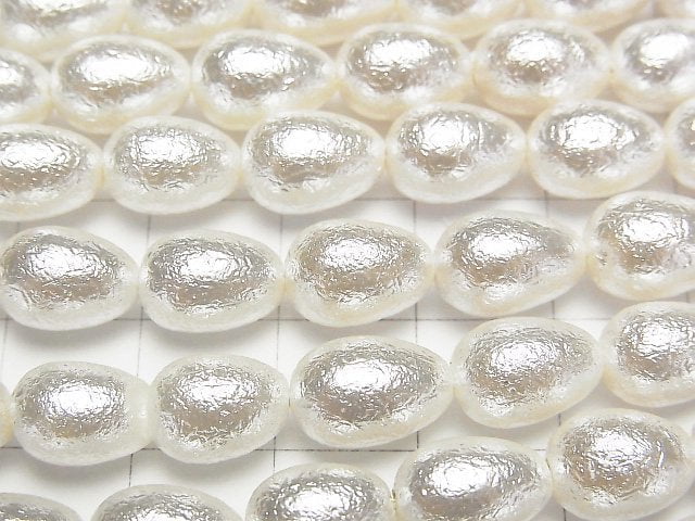 [Video]Shell Pearl White Drop 10x8x8mm 1strand beads (aprx.15inch/38cm)