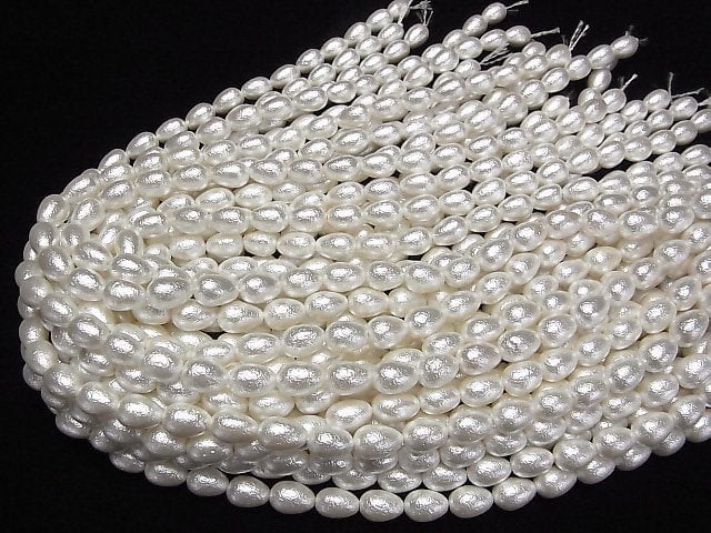 [Video]Shell Pearl White Drop 10x8x8mm 1strand beads (aprx.15inch/38cm)