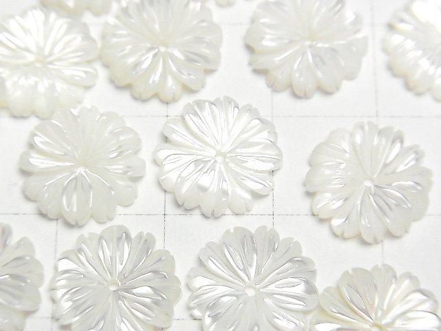 [Video] Mother of Pearl MOP White Flower (Marguerite) 12mm Center Hole 4pcs