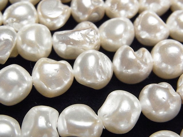 [Video]Shell Pearl White Baroque 9-10mm 1strand beads (aprx.15inch/38cm)