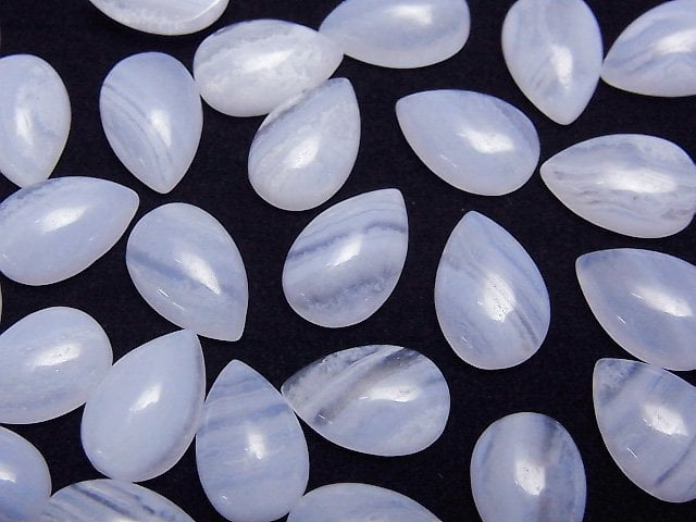 [Video]Blue Lace Agate AAA Pear shape Cabochon 12x8mm 1pc