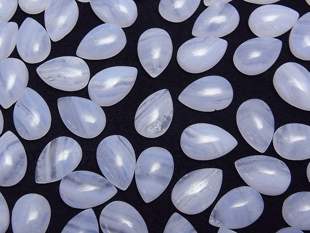 [Video]Blue Lace Agate AAA Pear shape Cabochon 12x8mm 1pc