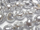 [Video]Shell Pearl Silver Baroque 10-13mm 1strand beads (aprx.15inch/38cm)