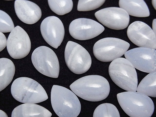 [Video]Blue Lace Agate AA++ Pear shape Cabochon 12x8mm 2pcs