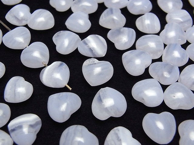 [Video] Blue Lace Agate AAA Heart 10x10mm [Vertical Hole] 2pcs
