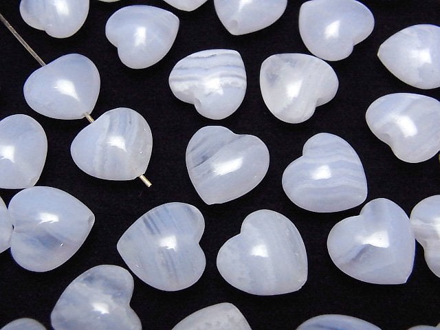 [Video] Blue Lace Agate AAA Heart 12x12mm [Vertical Hole] 2pcs