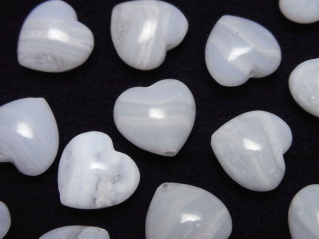 [Video] Blue Lace Agate AA++ Heart 12x12mm [Vertical Hole] 2pcs