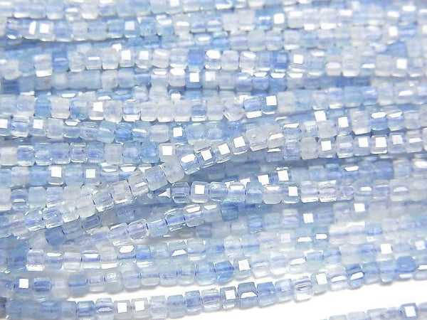 [Video]High Quality! Aquamarine AAA- Cube Shape 1.5x1.5x1.5mm 1strand beads (aprx.15inch/37cm)