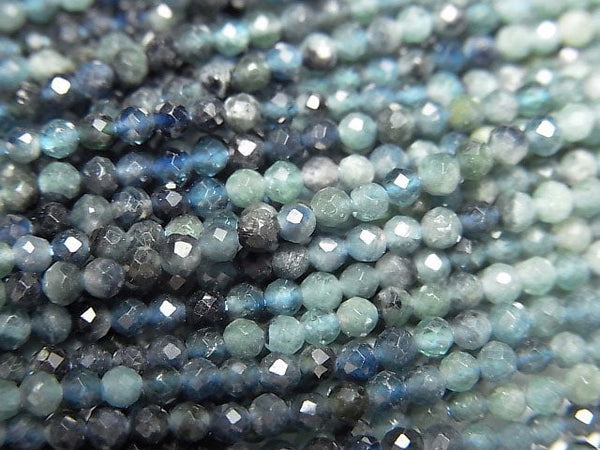 [Video]High Quality! Indigolite Tourmaline AA++ Faceted Round 2mm Color Gradation 1strand beads (aprx.15inch/37cm)