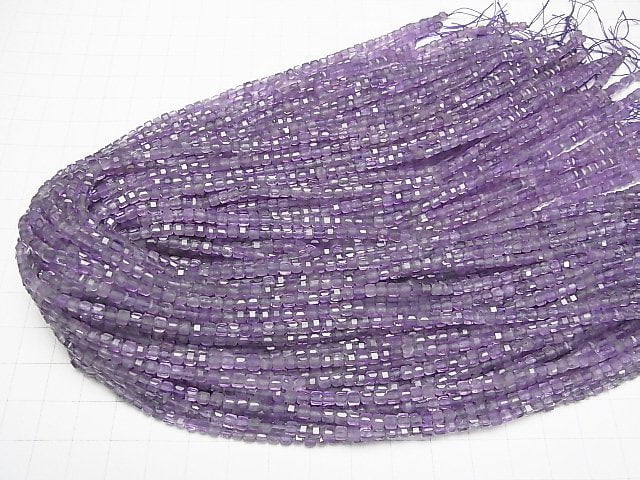 [Video]High Quality! Amethyst AA+ Cube Shape 3x3x3mm 1strand beads (aprx.15inch/37cm)