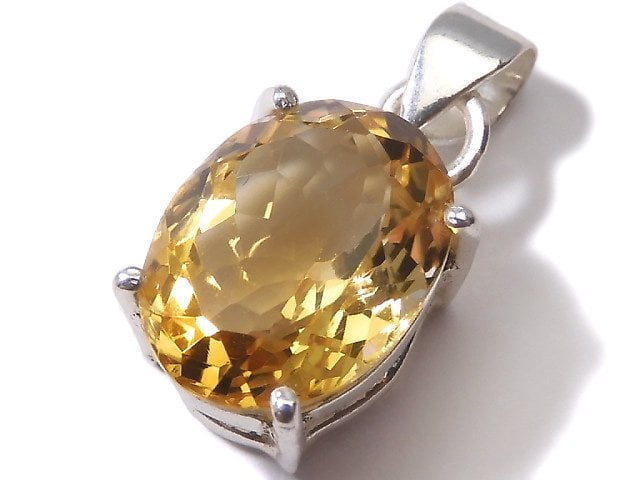 [Video][One of a kind] High Quality Brandy Citrine AAA Faceted Pendant Silver925 NO.3