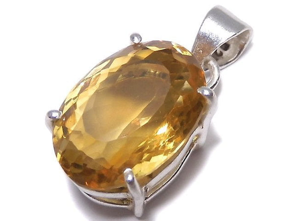 [Video][One of a kind] High Quality Brandy Citrine AAA Faceted Pendant Silver925 NO.5