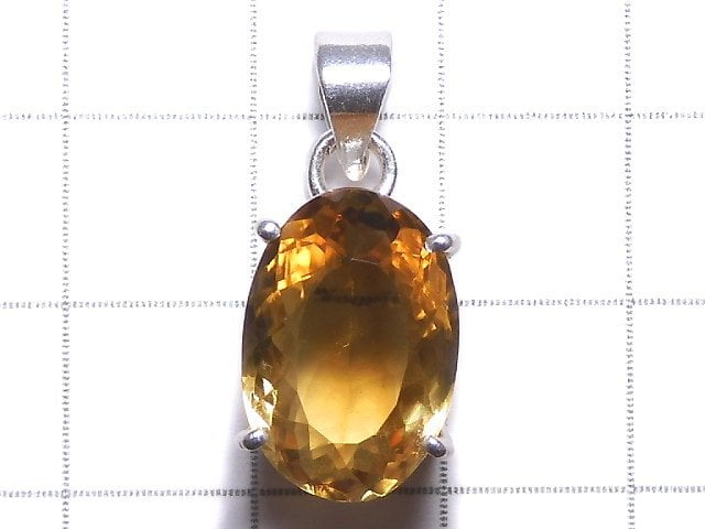 [Video][One of a kind] High Quality Brandy Citrine AAA Faceted Pendant Silver925 NO.5