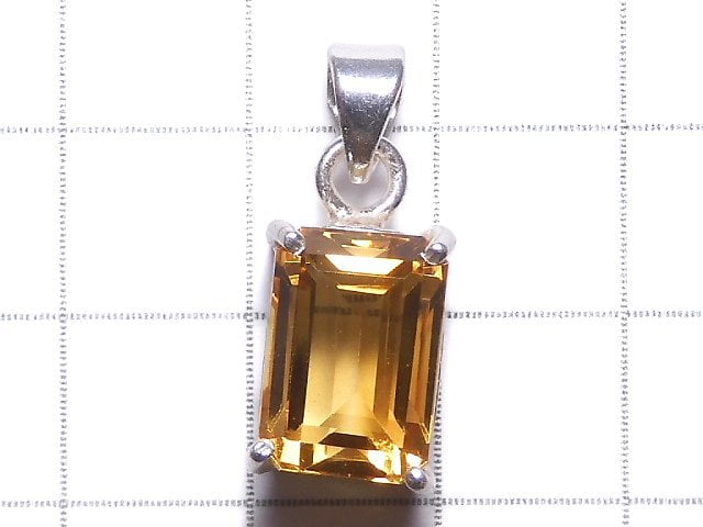 [Video][One of a kind] High Quality Brandy Citrine AAA Faceted Pendant Silver925 NO.6