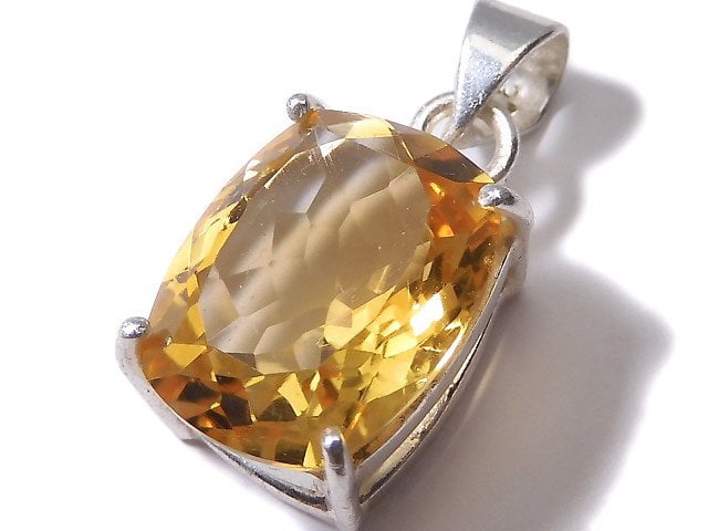 [Video][One of a kind] High Quality Brandy Citrine AAA Faceted Pendant Silver925 NO.9